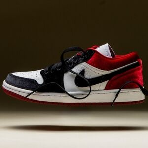 Air Jordan 1 Low SE Velvet Black Toe Womans 7 | 5.5 Youth| Red Black & White NIB